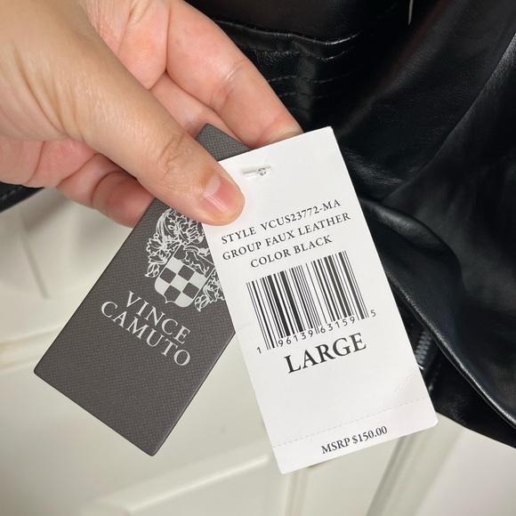 NWT Vince Camuto Asymmetric Zip Faux Leather Moto Jacket L Black - Picture 8 of 15